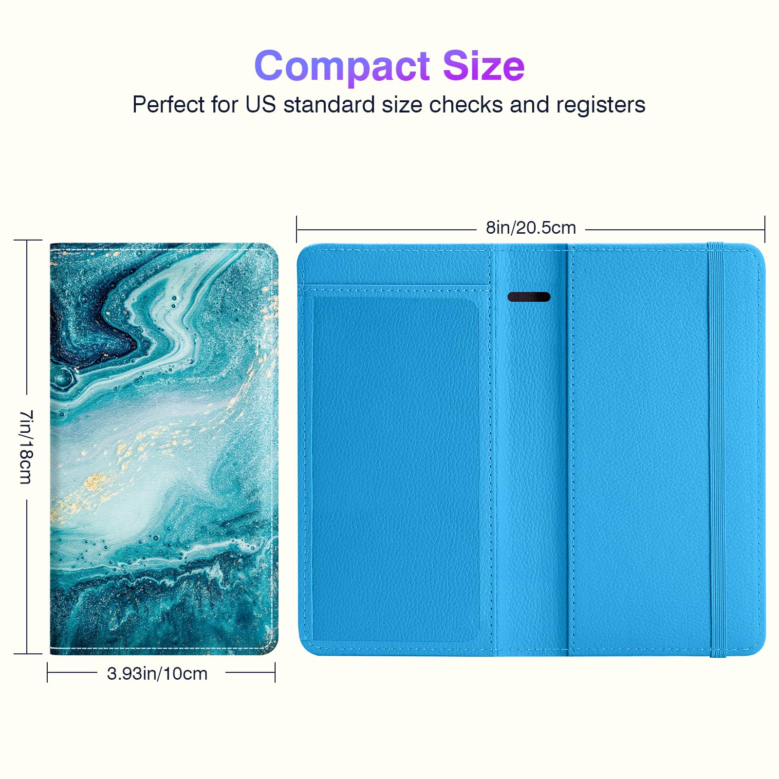 Pisypox Checkbook Cover for Personal Checkbook?Patterned Pu Leather check book covers for women and men?with Pen Holder & Built-in Clear Plastic Divider for Duplicate Checks