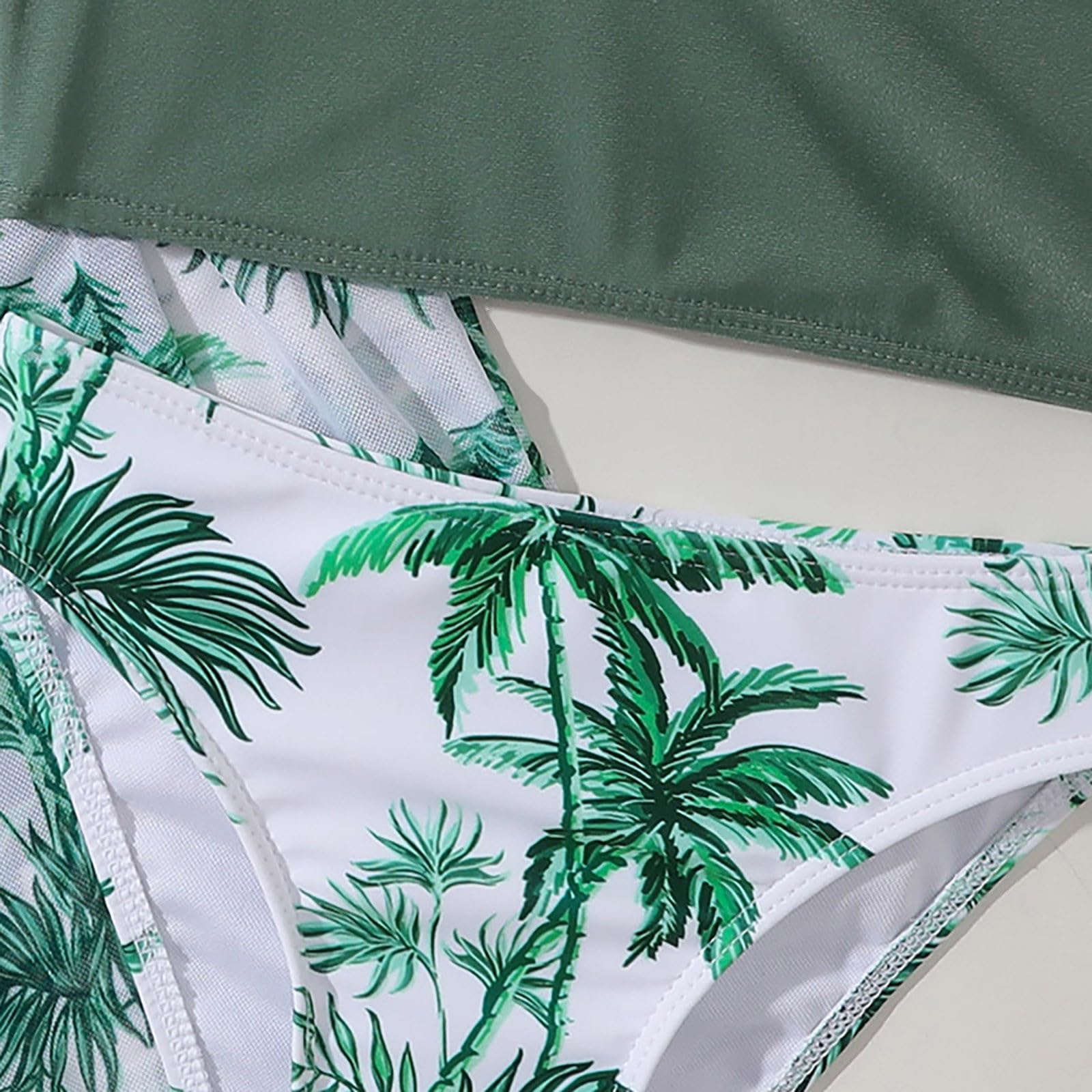 Generisch Swim Shirtgirls Traje de baño de 3 piezas para niños pequeños, bebés, hojas, estampados, bikini, bañador, braguitas, niñas, bikini, juego de ropa de playa
