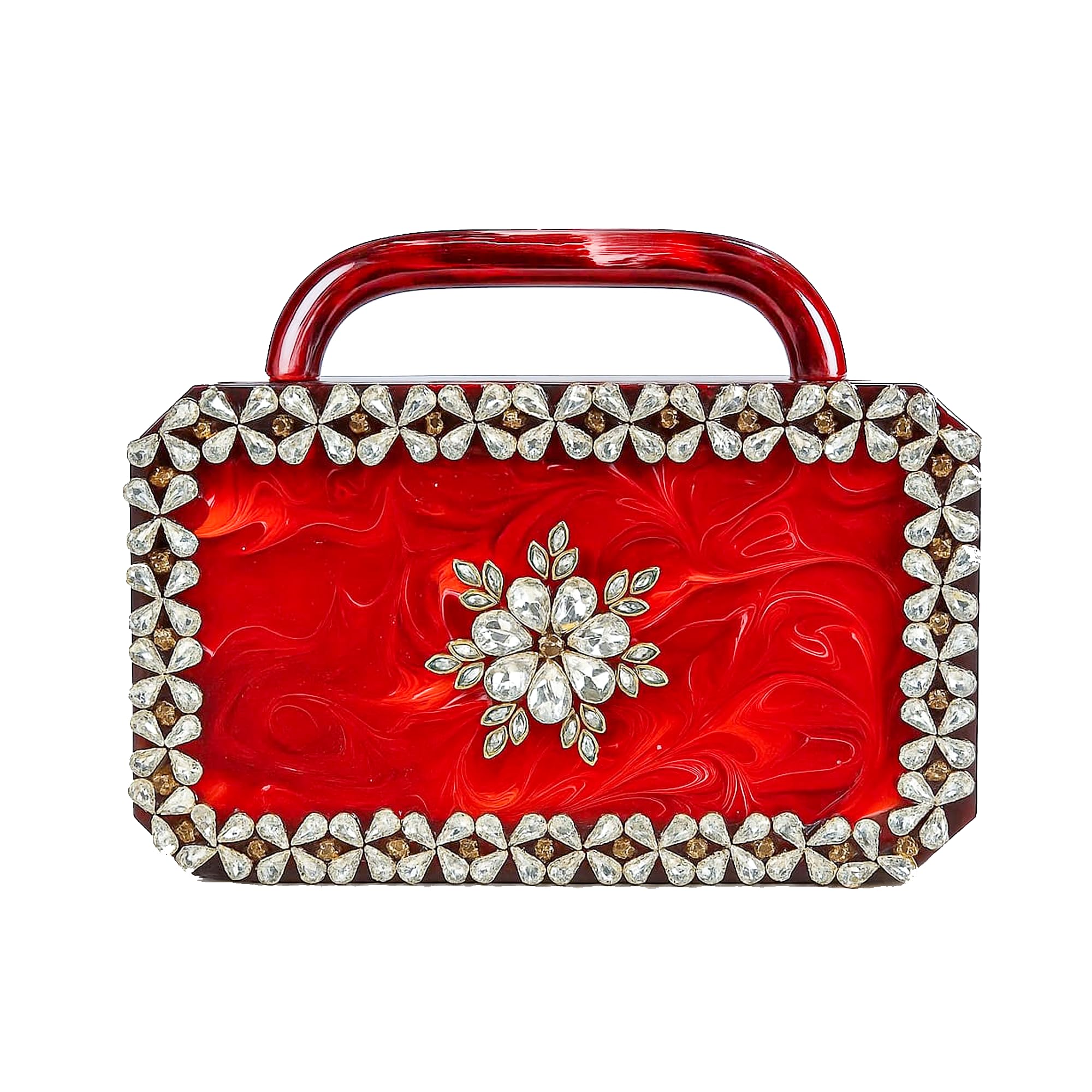 tz handicraft Resin clutch with handle and with pocket looks for womens party clutch Daily Use Crystals & Mother of Pearl Work Elegant Bridal Clutch Embellished Stones Work Off White .Red Coluer-picture-19