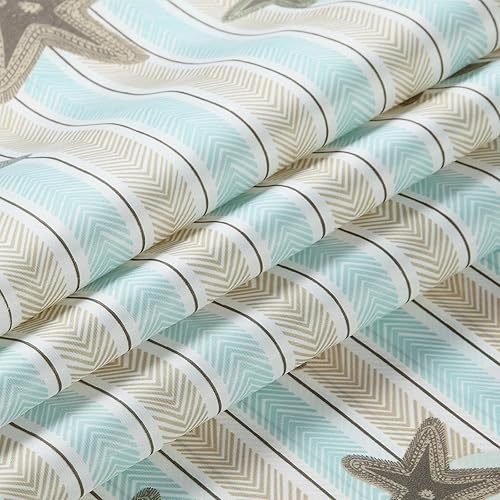 Miniatura 3 de Tremiti Aqua Ocean - Cortina de ducha de poliéster con estrellas de mar a rayas, impermeable, tela con estampado de mar, color verde, para baño, 72