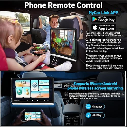 Miniatura 4 de Reproductor de video dual de 133 pulgadas con WiFi reposacabezas de TV Android 100 sistema de entretenimiento trasero para automóvil espejo de