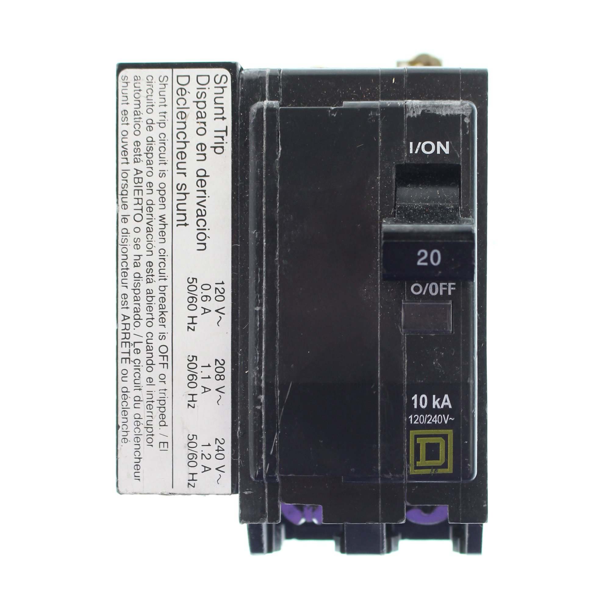 SCHNEIDER ELECTRIC Miniature 120/240-Volt 20-Amp QOB2201021 Molded Case Circuit Breaker 600V 60A