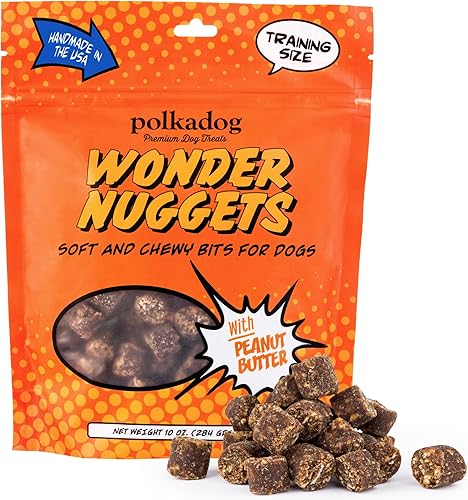Polkadog Peanut Butter Wonder Nuggets - Golosinas para perros veganas, totalmente naturales para entrenamiento de mascotas, aperitivos saludables y