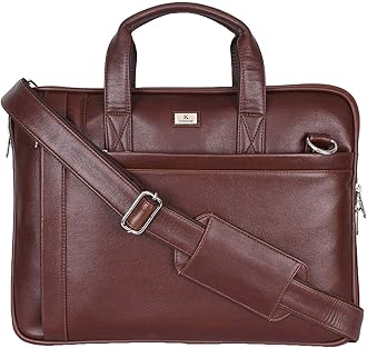 14 Inches Slim Vegan Leather Expandable Men Women Unisex Laptop|MacBook Shoulder|Messenger|Office|Travel|Business Bag for Men Women with Multiple compartments(1808) (Light Brown)