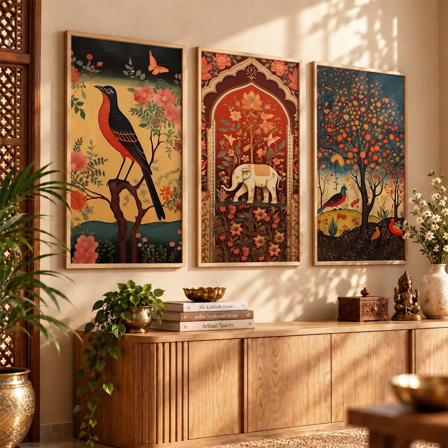 Madhubani Wall Art Set - Indian Home Decor -3 Madhubani Wall Art Set - Indian Home Decor -3