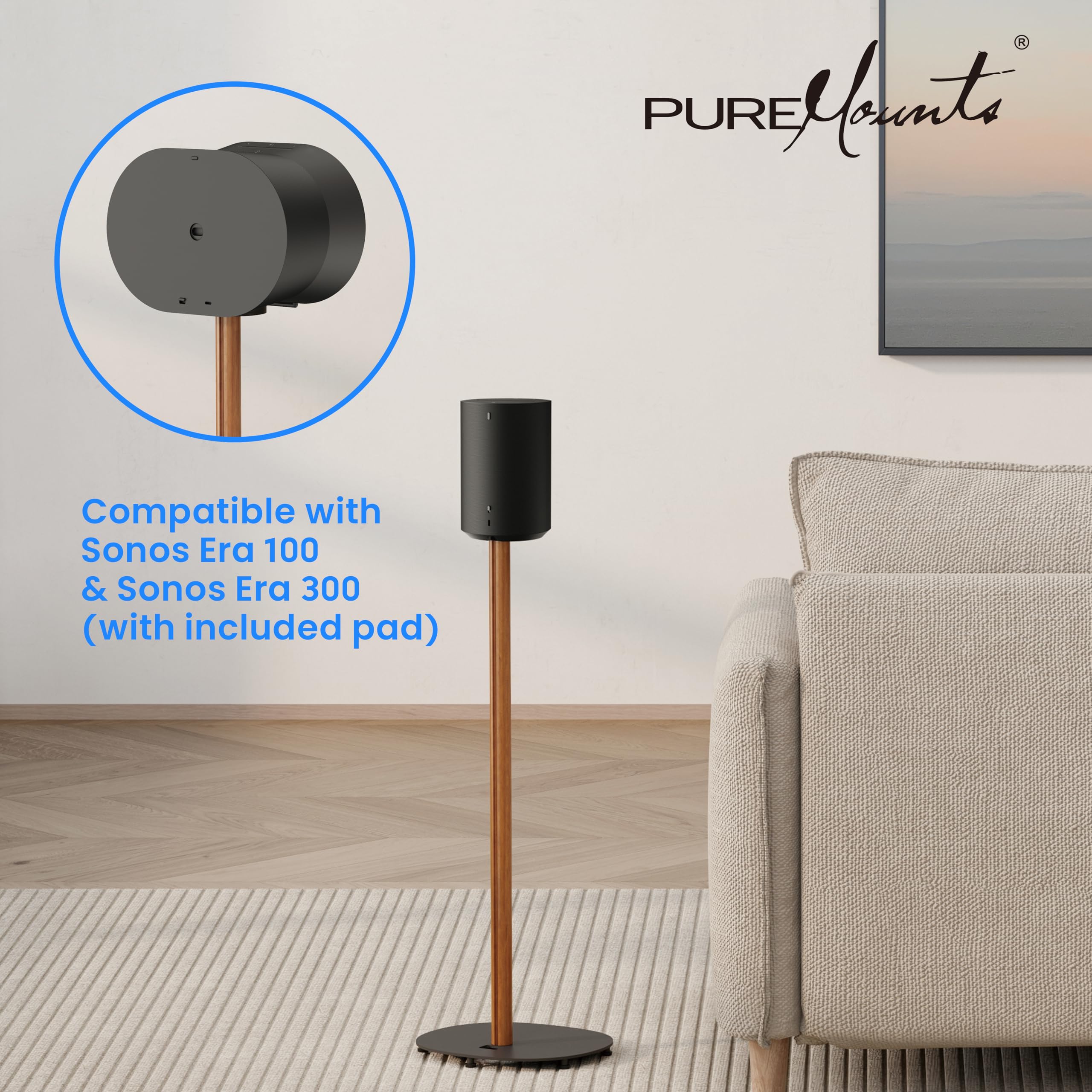 Support De Sol Haut De Gamme Pour Sonos Era 300 - En Aluminium Et Acier, Avec Gestion De Câbles