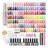 PHOENIXY 53 Pcs Gel Nail Polish Kit with U V light and Drill, 35 Colours Gel Polish with 5 Pcs Base Top Coat Manicure Starter Nail Polish Set Gifts for Women ST9014