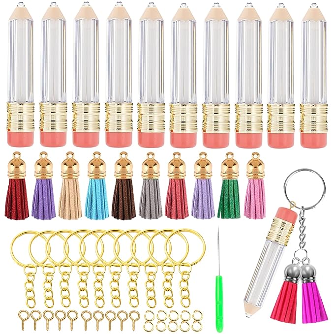 Pencil Lip Gloss Tubes Keychain, Empty Lip Gloss Tubes Pencil Keychain, Mini Lip
