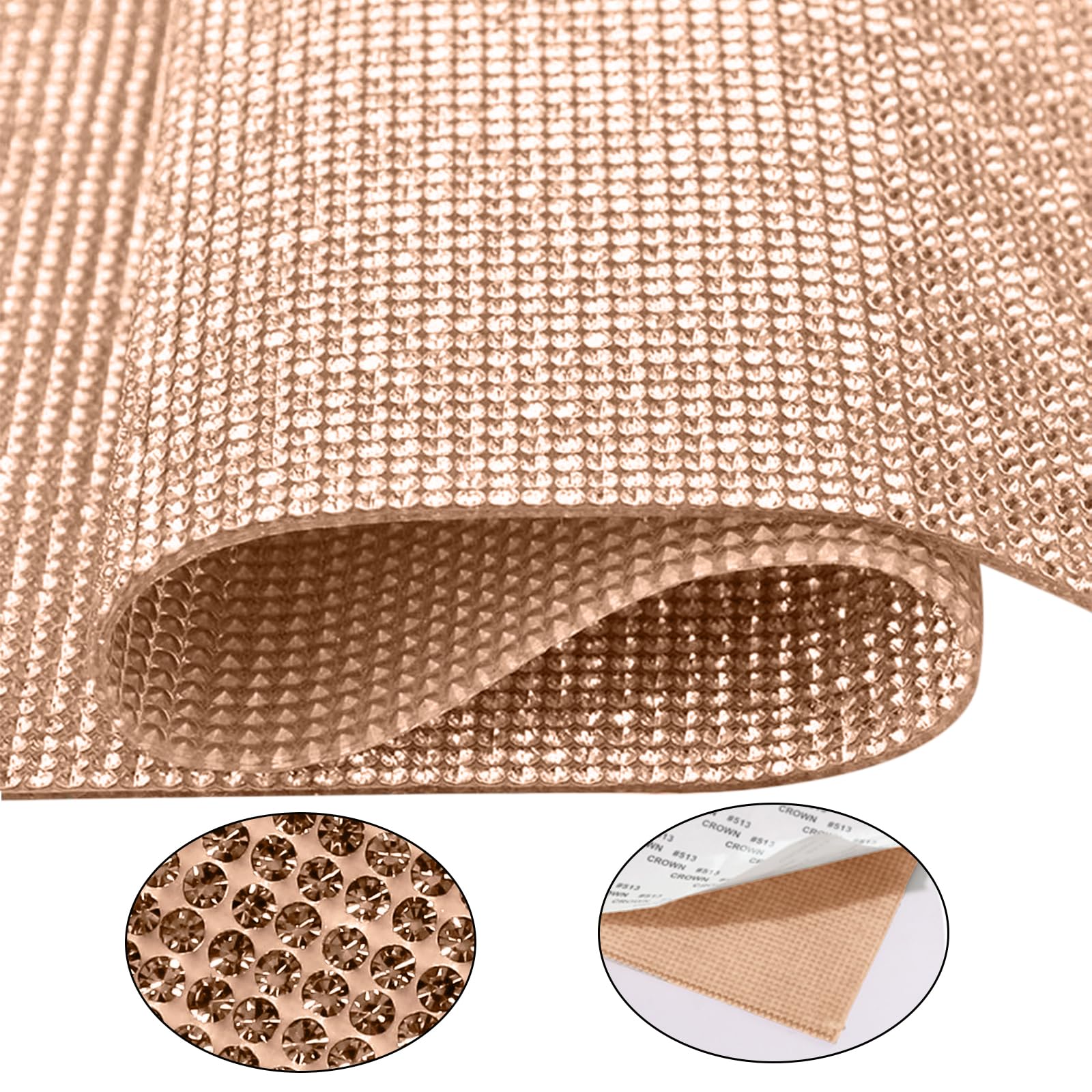 Molyorch Autoadesivi Cristallo Glitter, Fogli di Strass Autoadesivi con Strass, Cristallo in Resina Bling Adesivo, per Telefono Cellulare, Auto Decorazione, Regalo Vetro Decorazioni (Champagne