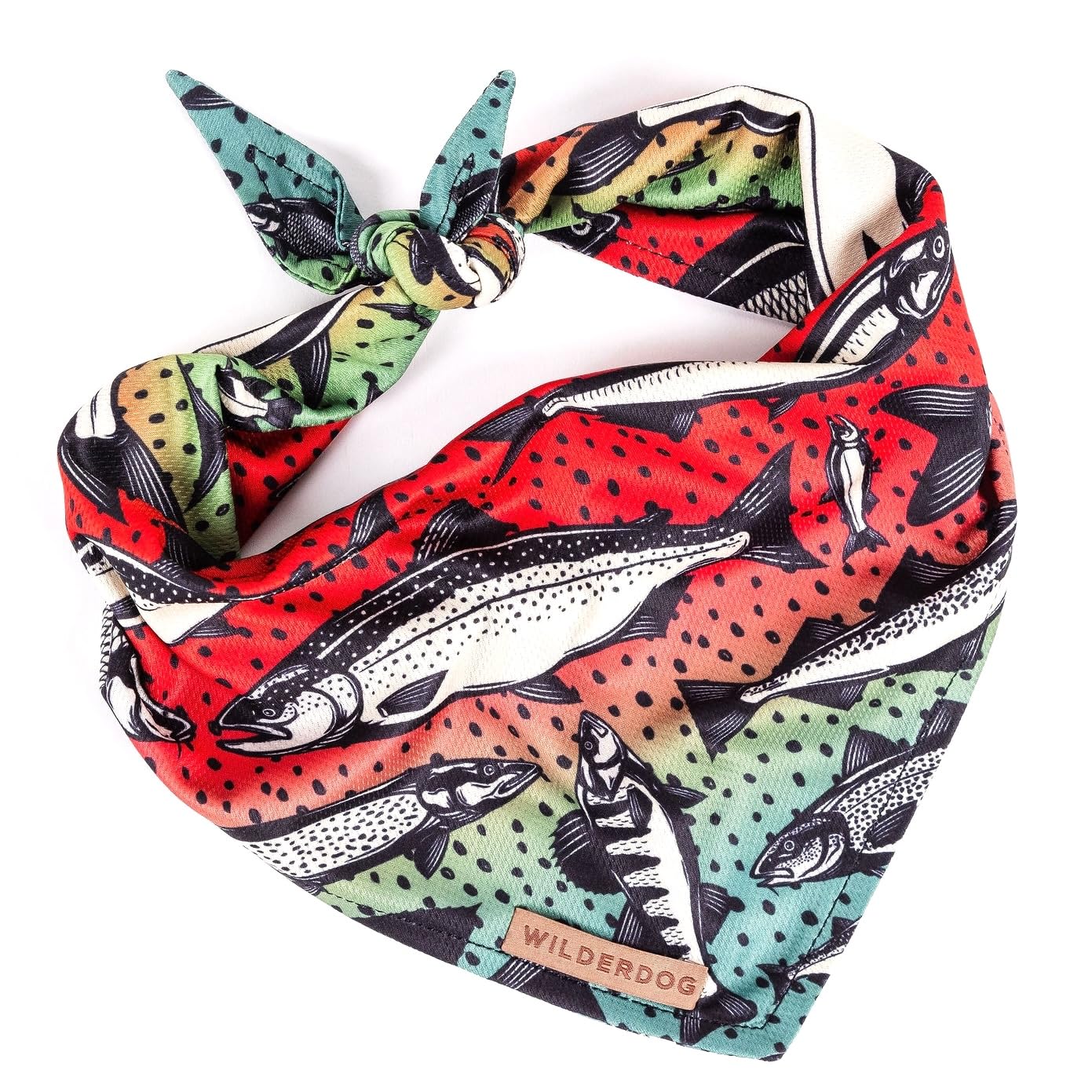 Wilderdog Dog Bandana with Lightweight Quick Drying Poly-Blend Mesh Material in Gone Fishing