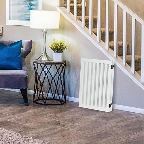 Miniatura 7 de FarLargo Puerta para perros, 3 paneles, puerta plegable para mascotas con 2 pies de apoyo, valla para perros de 24 pulgadas de altura, puertas de