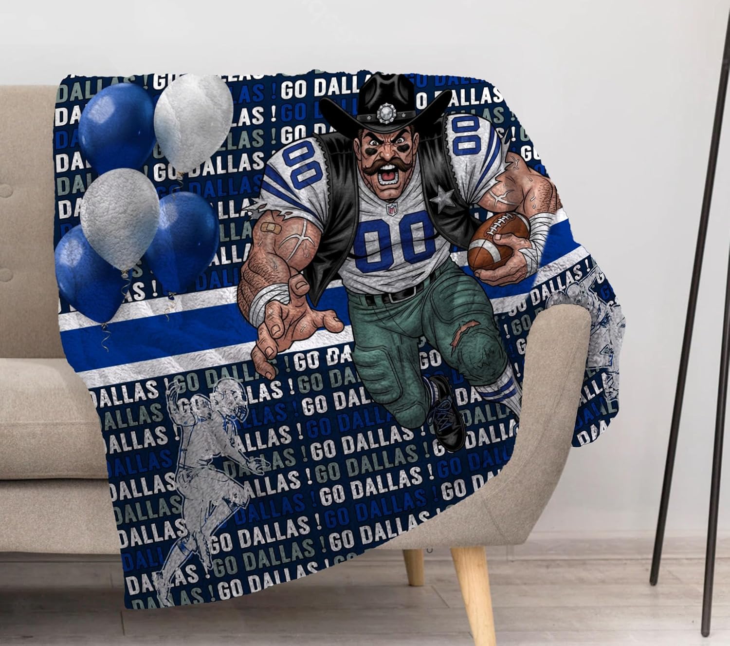 Allenjoy 57" X 50" Gridiron Spirit Power Blanket Strong Sports Runner Throw Blankets Couch Bed Living Room Decor Soft Durable Washable