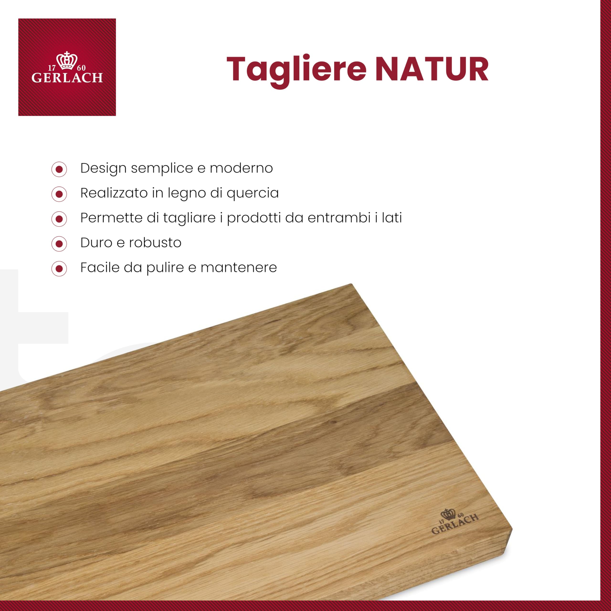 Gerlach Natur - Tagliere in Legno, 45 x 30 cm