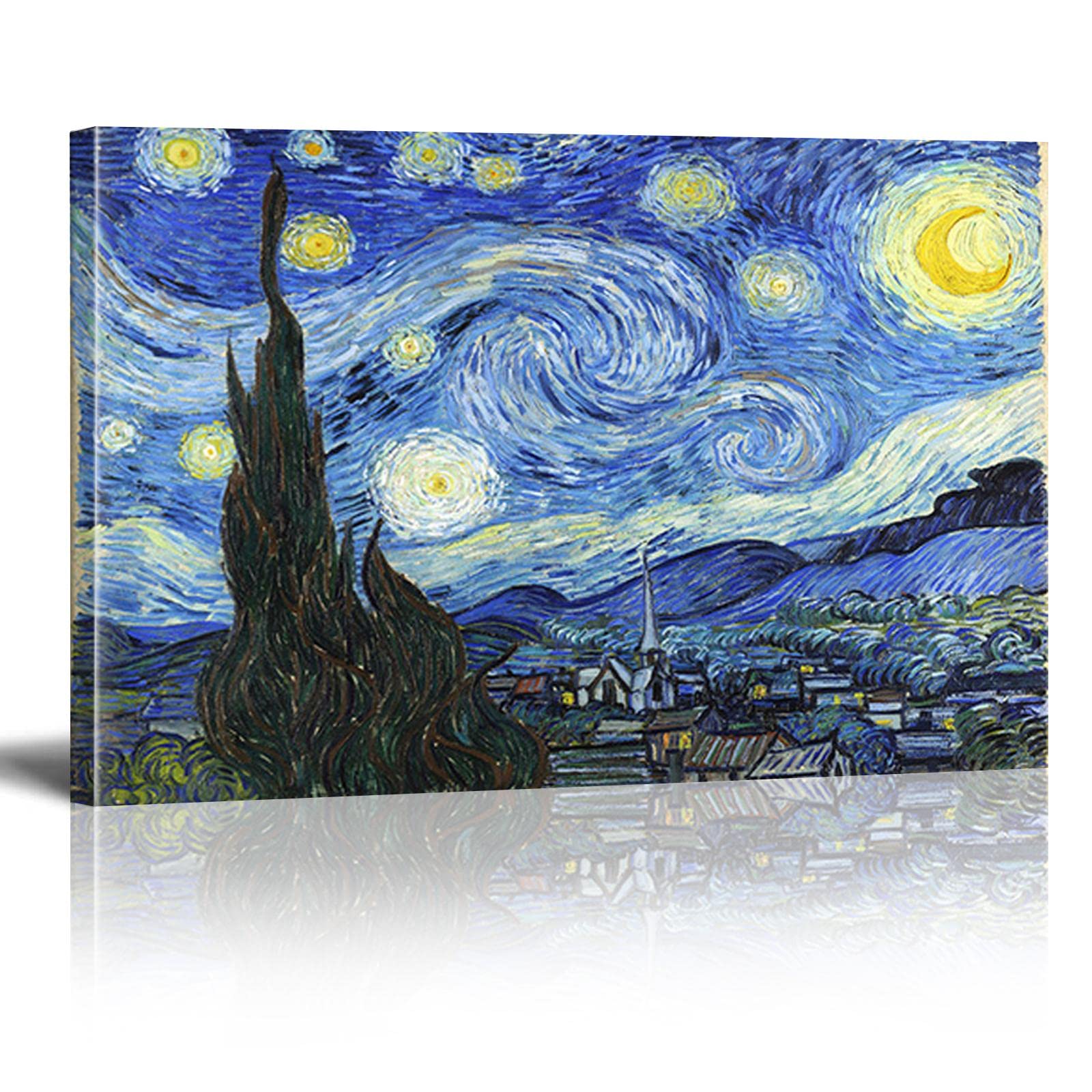 キャンバスプリントアートゴッホ 星月夜 絵画 額付き インテリア キャンバスプリントアートゴッホ 星月夜 絵画 額付き インテリア