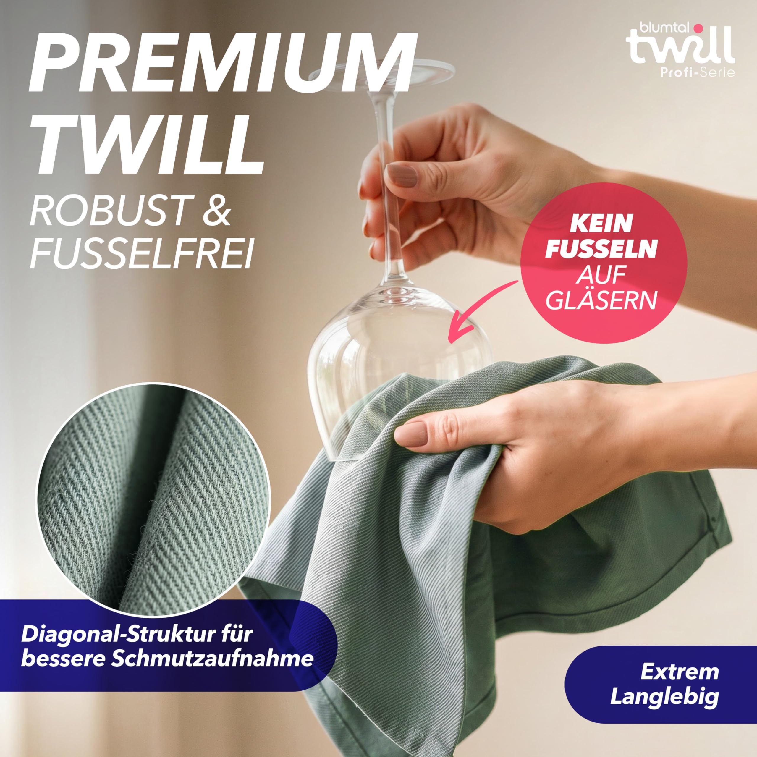 Blumtal 5er Set Premium Geschirrtücher Baumwolle 50x70 cm - Ultra saugstarke Geschirrhandtücher Baumwolle - Oeko-Tex zert. - griffige Trockentücher Küche (230gsm) - Profi-Qualität - Geschirrtuch Grün