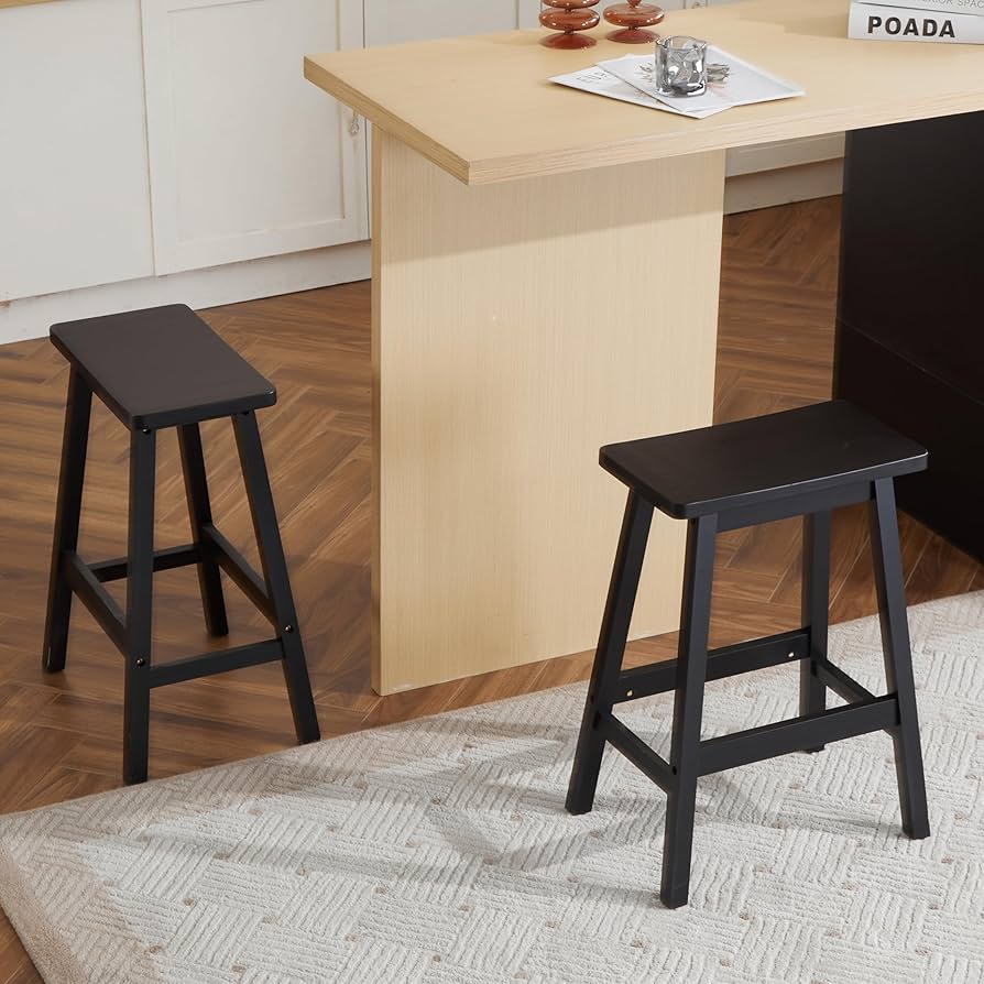 Amazon.com: Karl home Black Wood Bar Stool Set of 2 with Footrest Amazon.com: Karl home Black Wood Bar Stool Set of 2 with Footrest