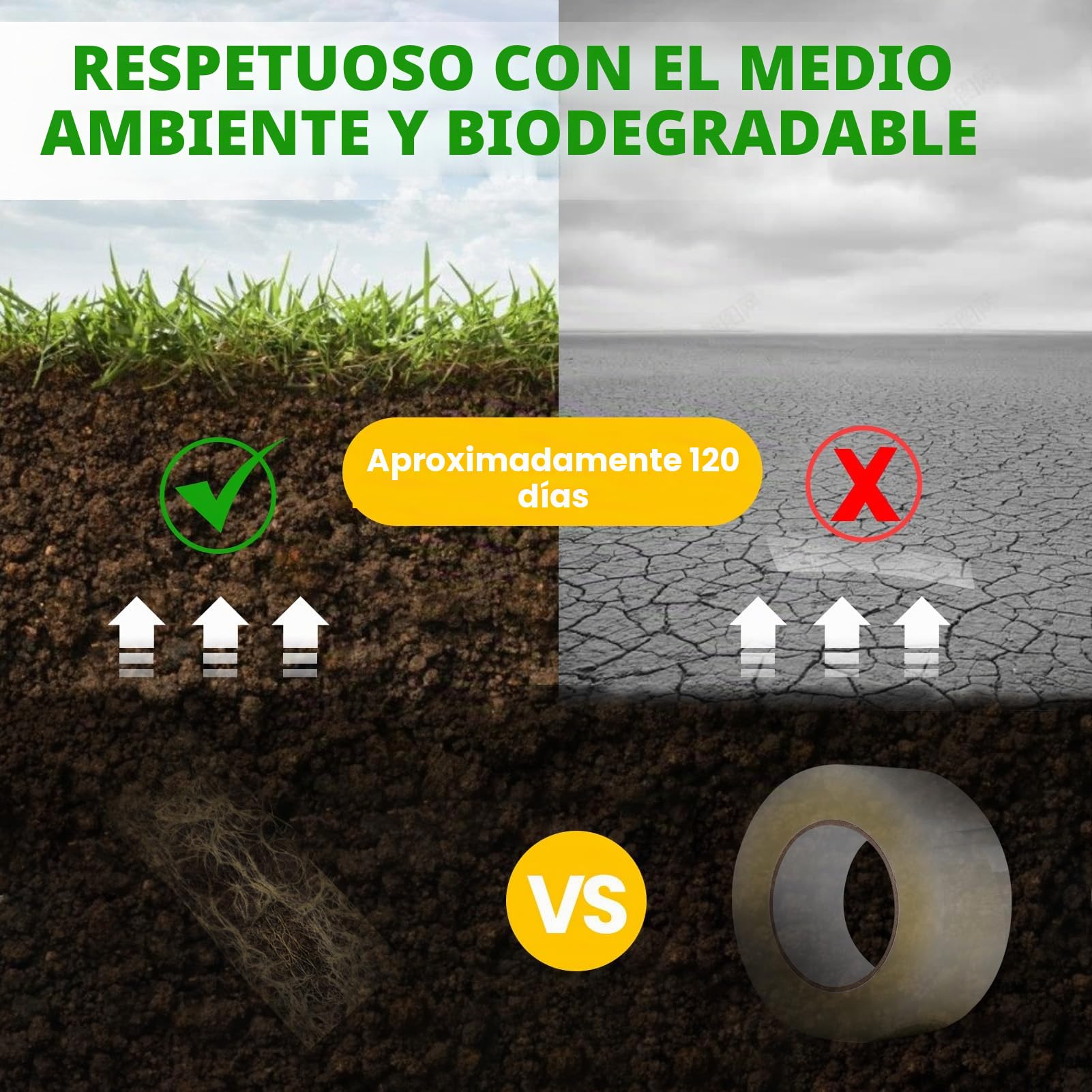 ADHES Cinta de embalaje de papel kraft Cinta adhesiva para paquetes y cajas reciclable ecológico marrón 50mm x 40m