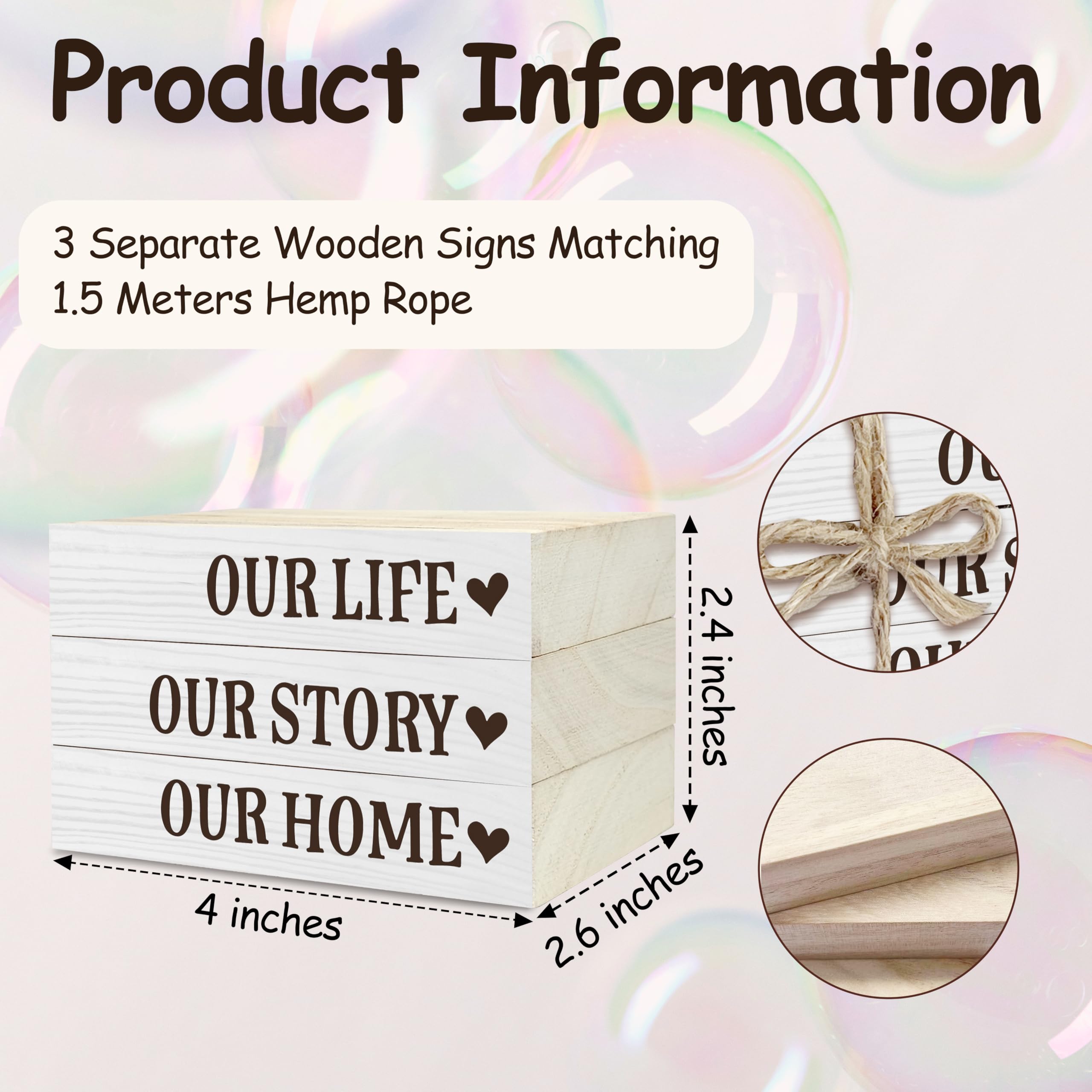 Home Sweet Home Decorative Book Stack for Farmhouse, Rustic Tiered Tray Decor, Our Life Our Story Our Home Wooden Book Decor for Home Living Room Table Shelf, Housewarming Gifts for Women Men -31