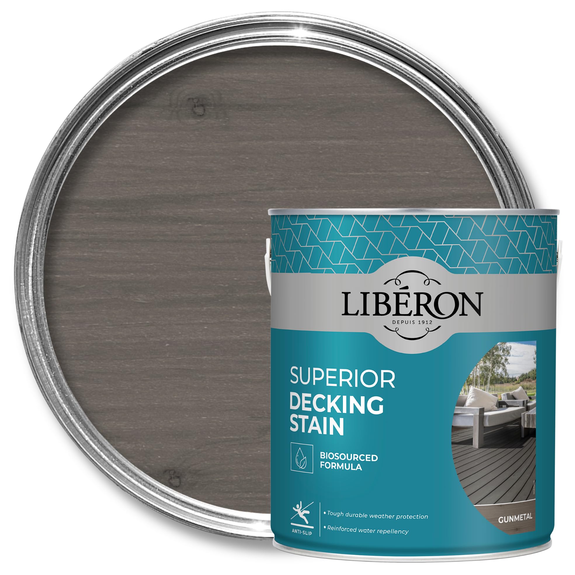 Liberon 126122 Superior Decking Stain Gun Metal 2.5 Litre Lib126122 from B&Q