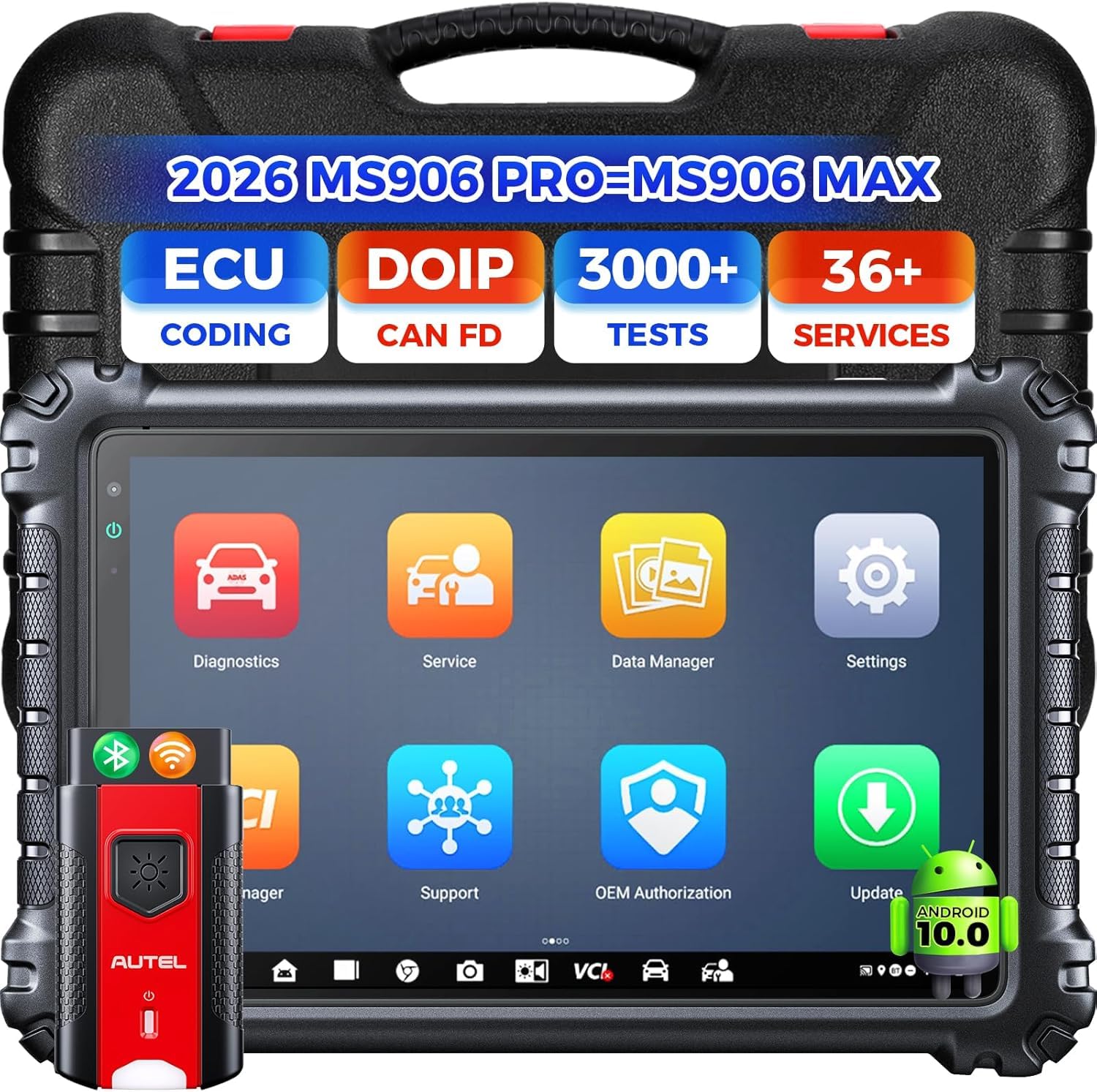 Autel MaxiSys MS906 PRO Scanner, 2026 MS906Pro scan Tool Same as MS906 MAX, 2.0 Ver. of MS906BT MP900BT MK908 MS908S, ECU Coding, Bidirectional 3K+ Tests, CAN FD & DoIP, 36+ Resets, All Sys, Auto 2.0