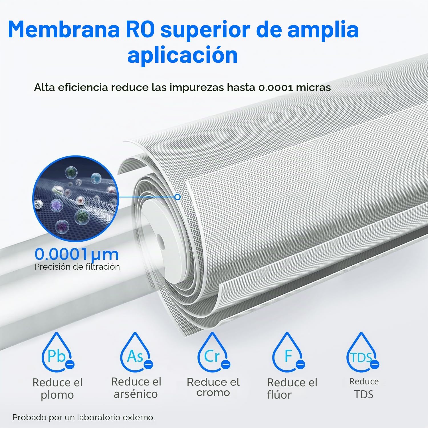 Waterdrop WD-G3P800-N2RO Filtro, Recambio para el Sistema de Osmosis Inversa sin Depósito WD-G3P800-W, Reducir los PFAS, 2 Años de Vida Util