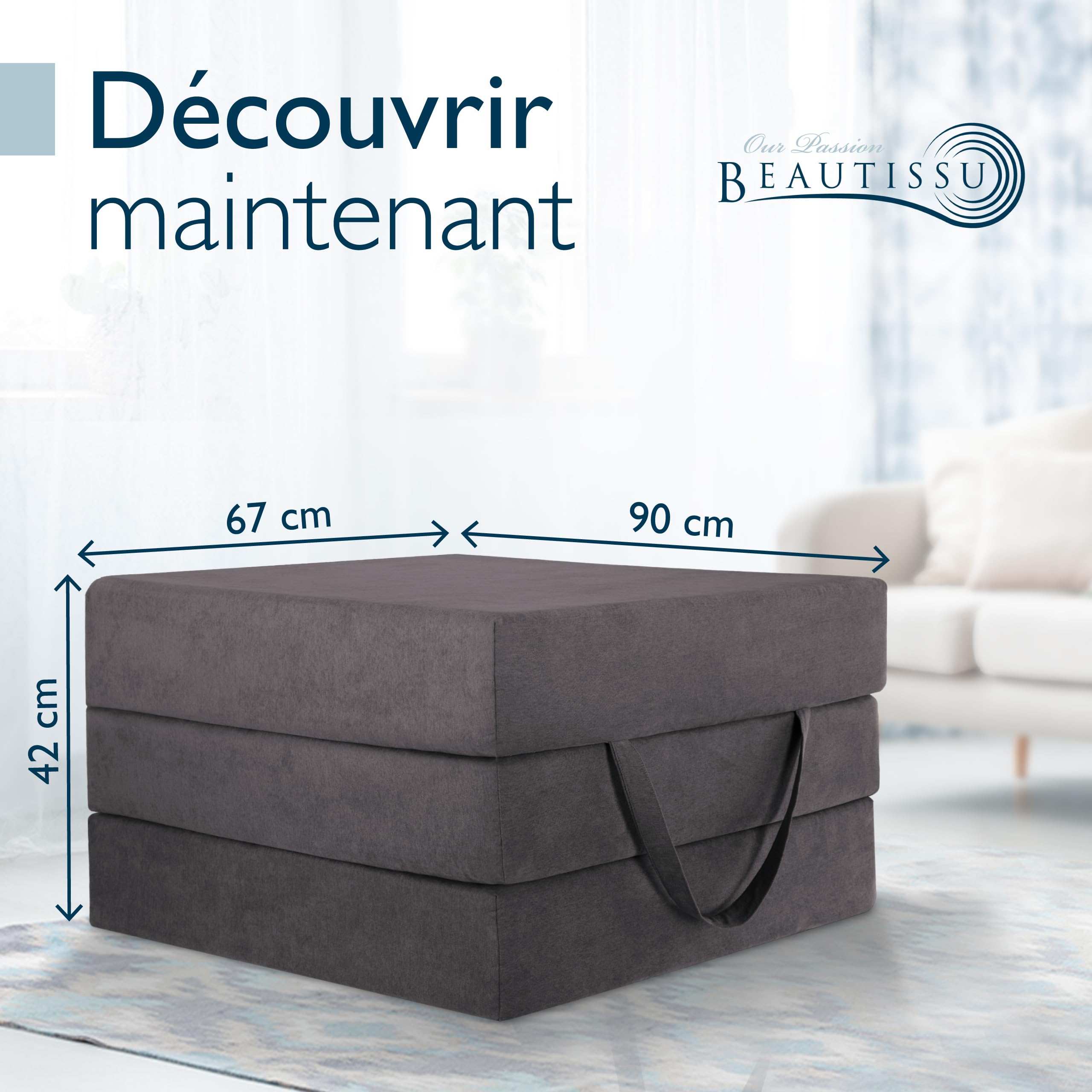 Beautissu Matelas Pliable avec Poche Housse Lavable lit d'appoint Mousse
