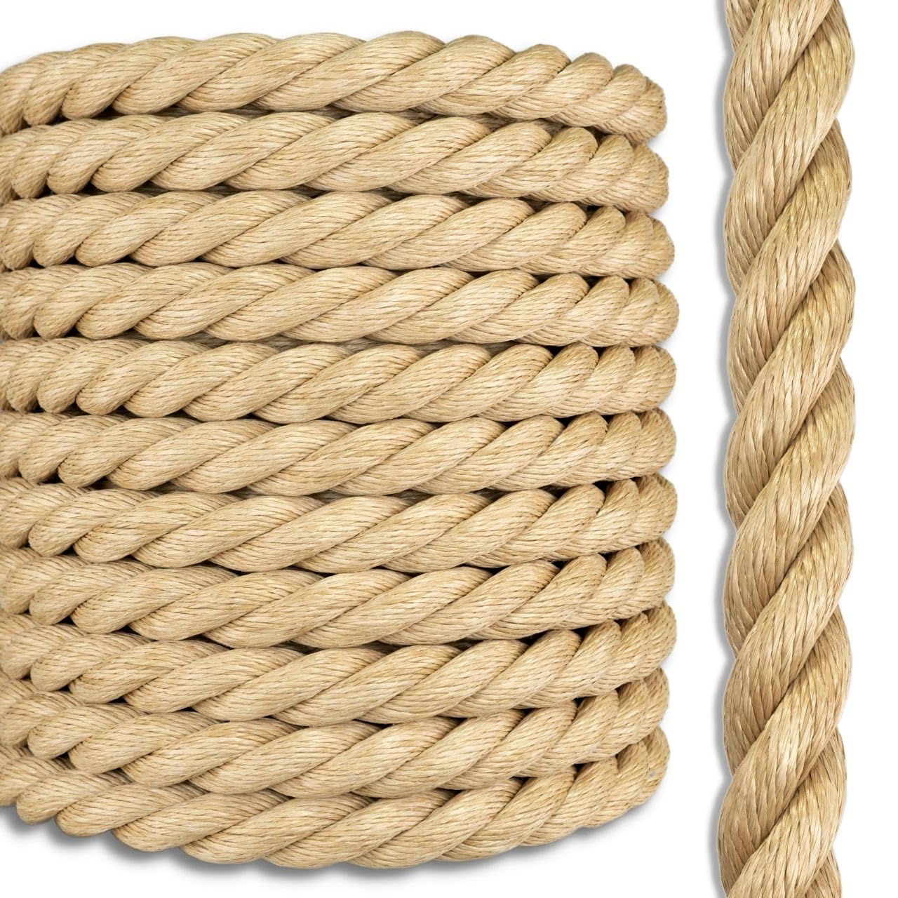Promanila Rope | Synthetic Unmanila | 3 Strand Twisted | Weather-Resistant for Indoor or Outdoor Decorative Projects | 1 1/2 inch x 75 feet