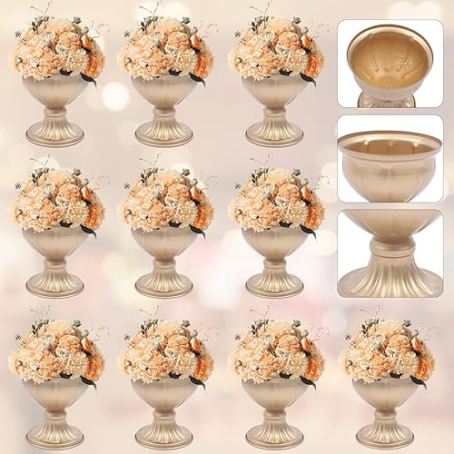 Miniatura 2 de 10pcs Wedding Metal Vase Centerpiece Table Art Decor Round Bowl Display Flower Vase Gold Flower Stand for Wedding Birthday Event Home Decor