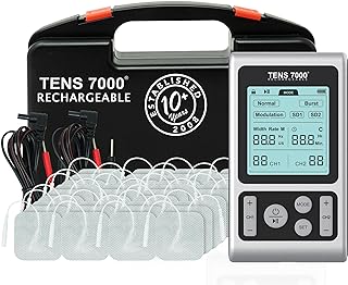 TENS 7000 充電式 TENSユニット 筋肉刺激装置 TENSユニット交換用パッド48個付き