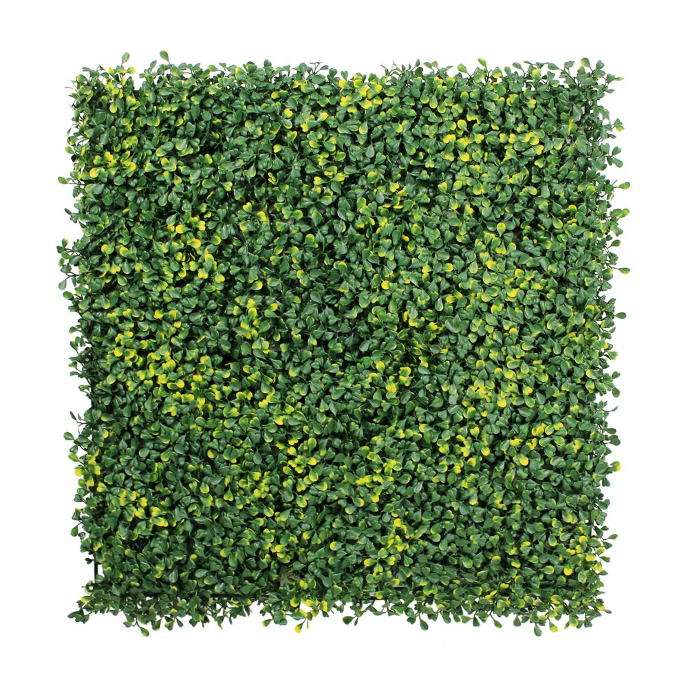 HYGRAD® Artificial Boxwood Topiary Green Artifical Grass Screen Fencing Hedge Panels UK (Green with Yellow)