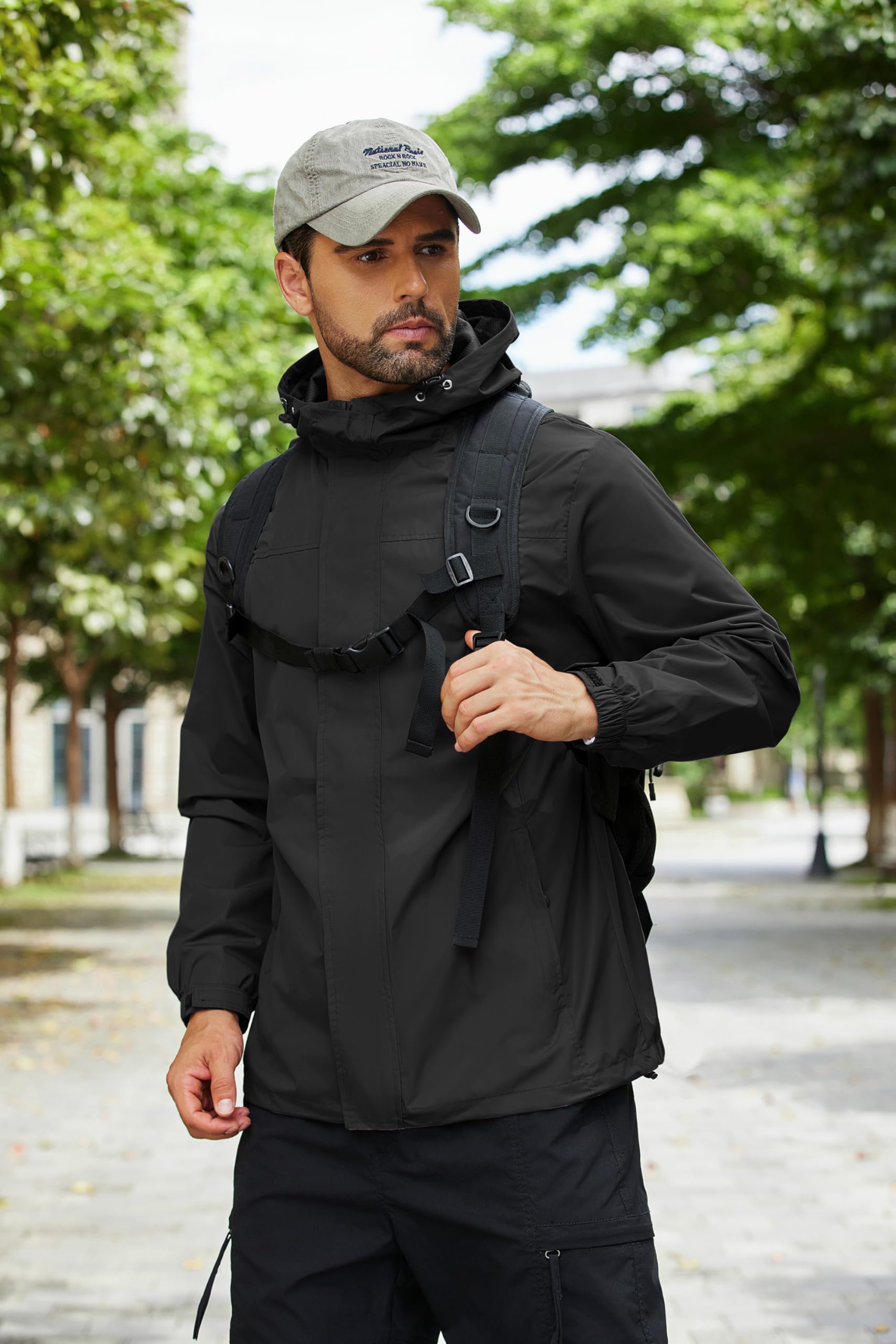 COOFANDY Veste de pluie imperméable pour homme avec capuche légère et pliable pour cyclisme, golf, voyage