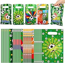 TDUNSYA 52 Piezas Bolsas Chuches Fútbol para Fiestas, Bolsas de Regalo de Cumpleaños de Fútbol para Fiestas Infantiles, Bolsas Regalo Fútbol de Plástico para Aperitivos, Dulces, Rosquillas y Regalos