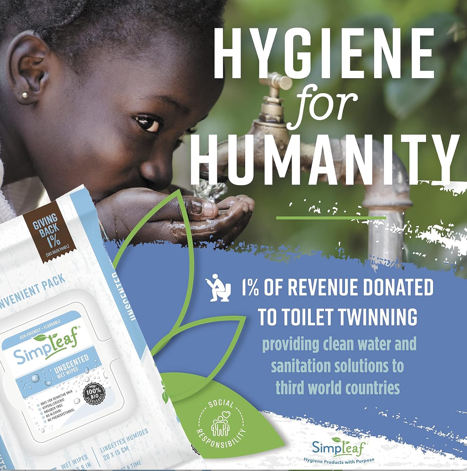 Unscented Flushable Wet Wipes EcoFriendly, Paraben & Alcohol Free