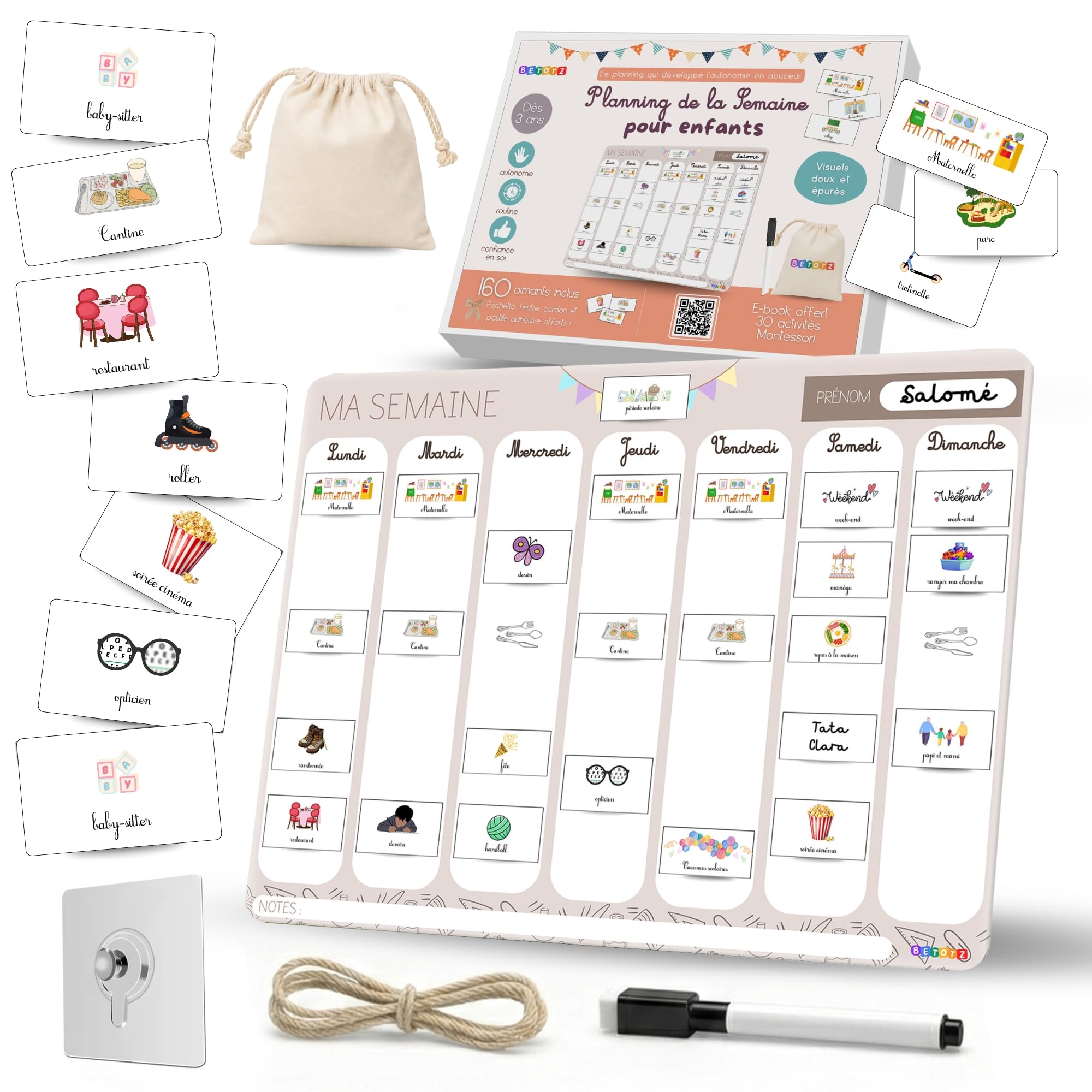 Semainier Enfant Magnétique 160 Aimants Calendrier Éducatif Routine Montessori Dès 3 Ans