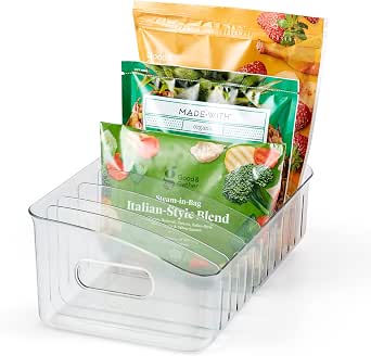 YouCopia FreezeUp Freezer Bin 15" BPA-Free Clear Fridge Organizer with Adjustable Dividers and Handles
