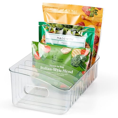 YouCopia FreezeUp Freezer Bin 15", BPA-Free Clear Fridge Organizer with Adjustable Dividers and Handles for Frozen Food and Leftovers