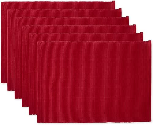 DII Basic Everyday Ribbed Tabletop 100% Cotton, Placemat Set, 13x19,
