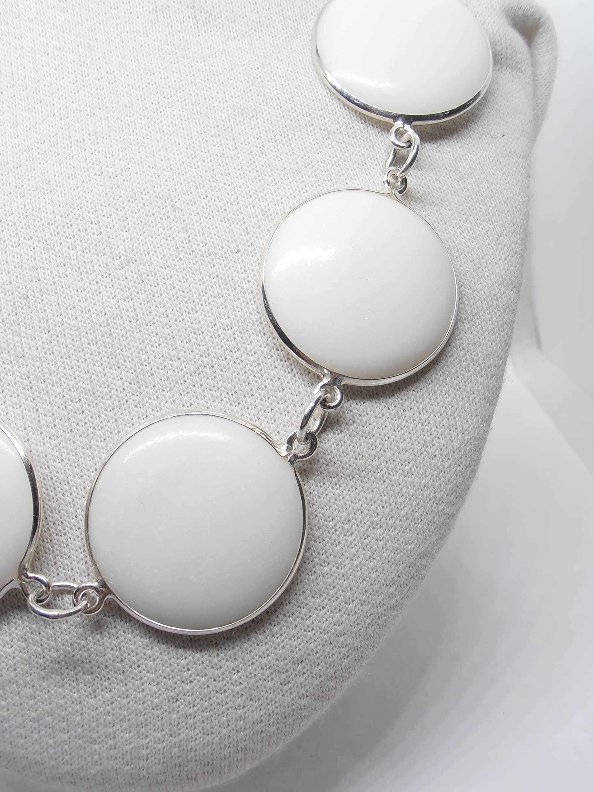 Collana in Argento 925 e Agata naturale bianca - moschettone - girocollo - pietra dura -