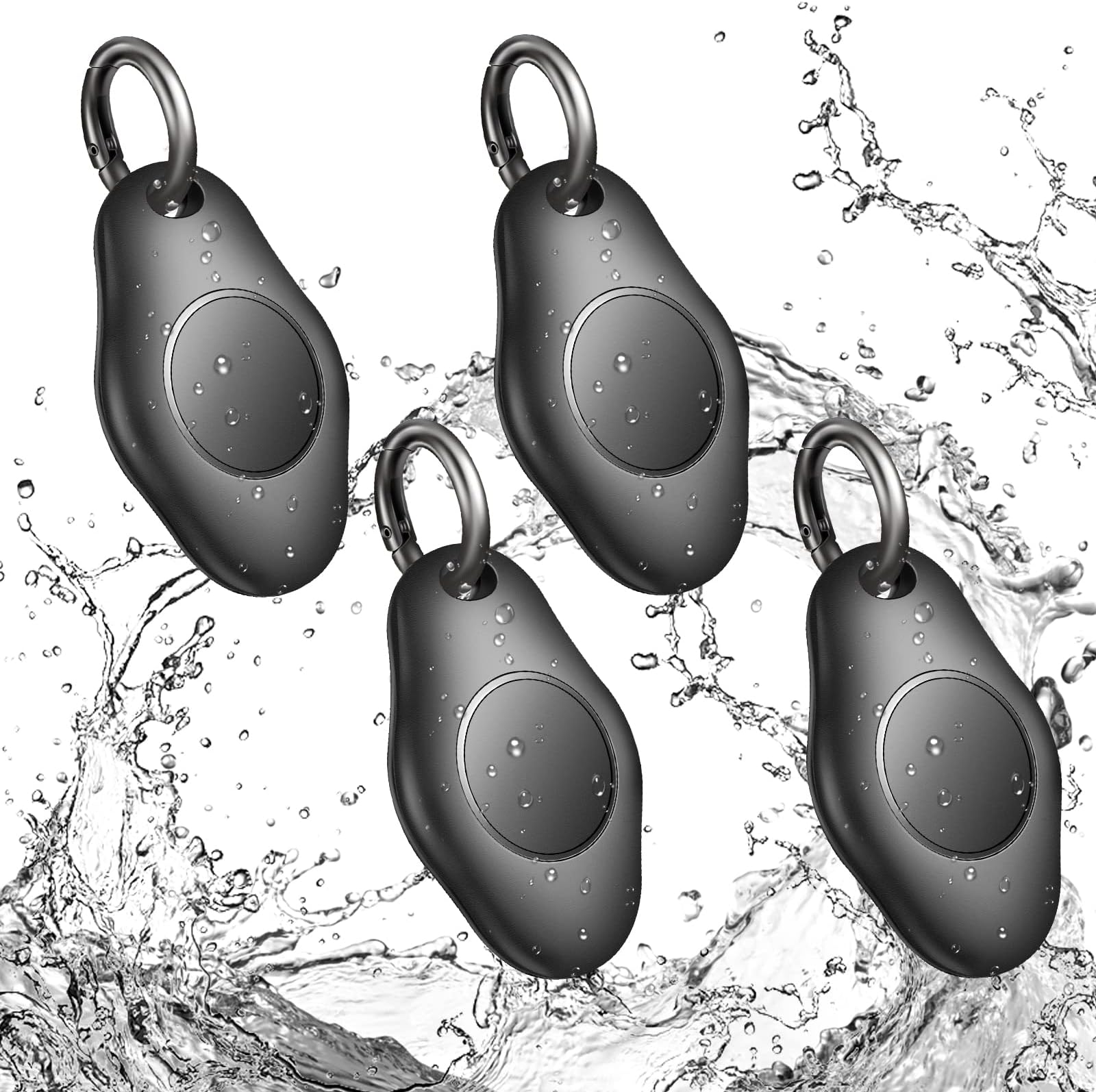 HonShoop Airtag Protective Case for Apple AirTag Waterproof Anti-Lost AirTag Case for Cats Dogs Collars with Keychain (Black-4P)