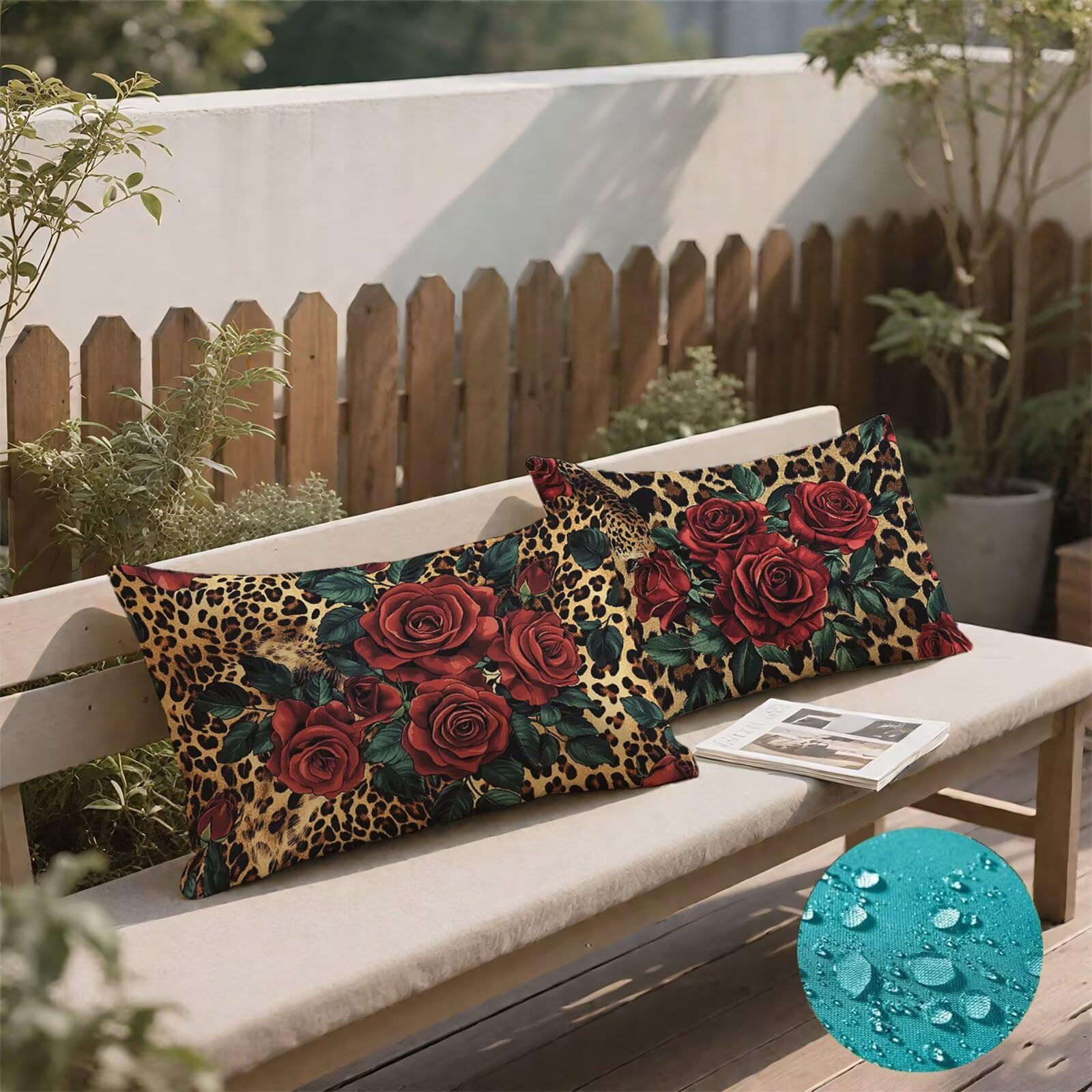 Fleurs Taies d'oreiller 70 x 90 Housse Coussin Velours Lot de 2, Taie Oreiller Rouge Housse de Coussin Impermeable pour Salon Lit Jardin, Douce Respirante avec Fermeture Éclair Invisible S6-705