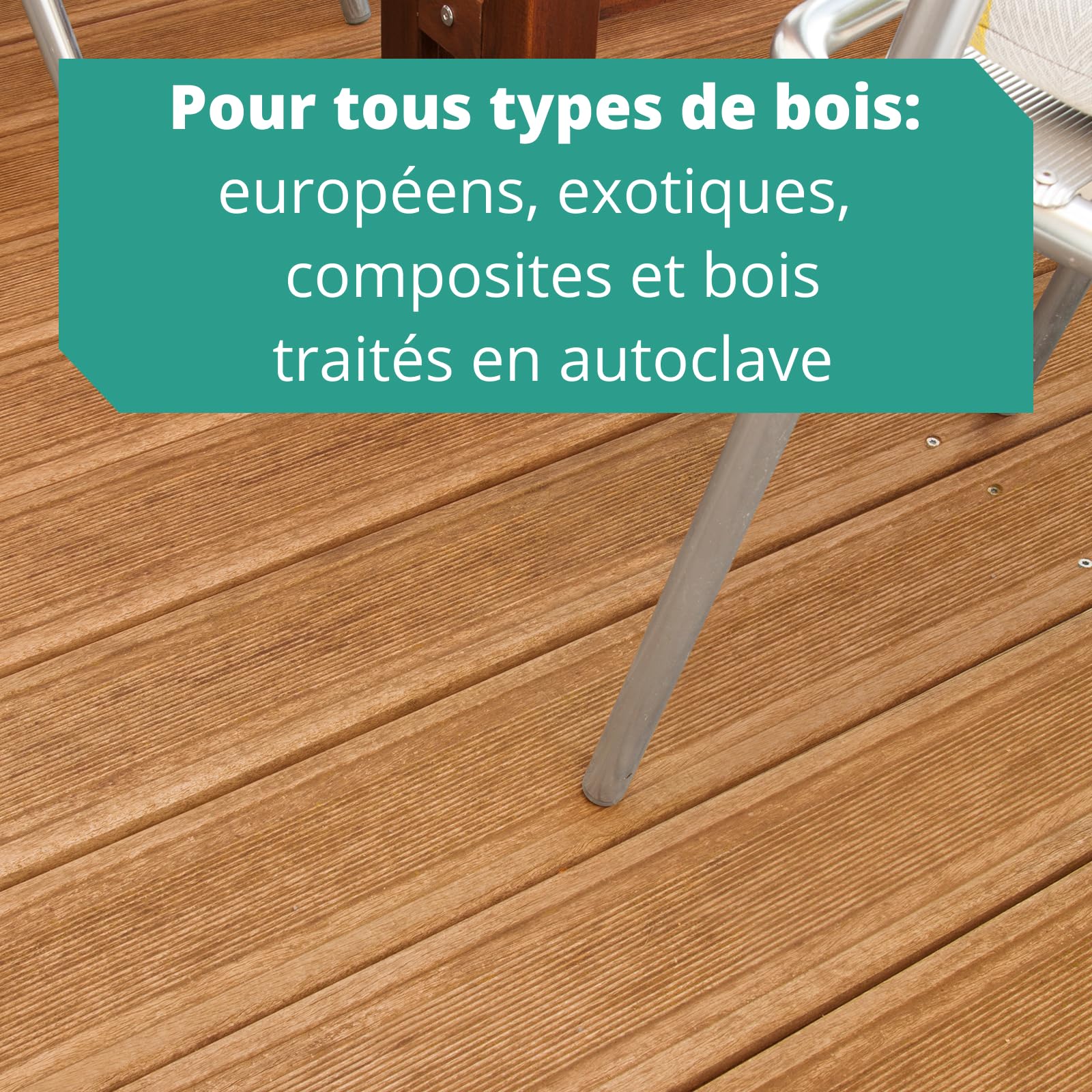 V33 Saturateur bois extérieur Naturel mat 5L - Haute résistance eau chlorée, UV et graisse - Sans essuyage et non glissant