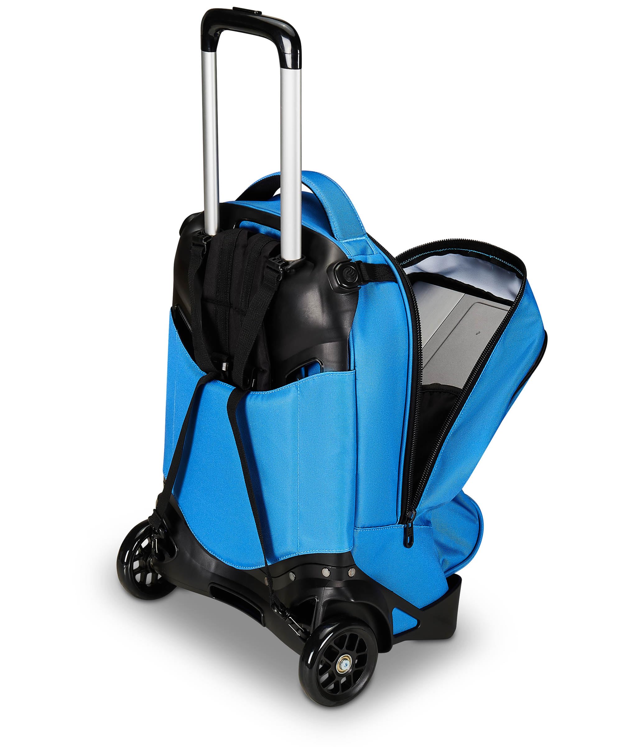 Invicta Trolley Scuola New Tech Solid, Azzurro, 3 in 1, Zaino con Carrello Sganciabile, Multi tasche, Maxi Capienrte, Scuola, Viaggio e Tempo Libero, Ragazzi