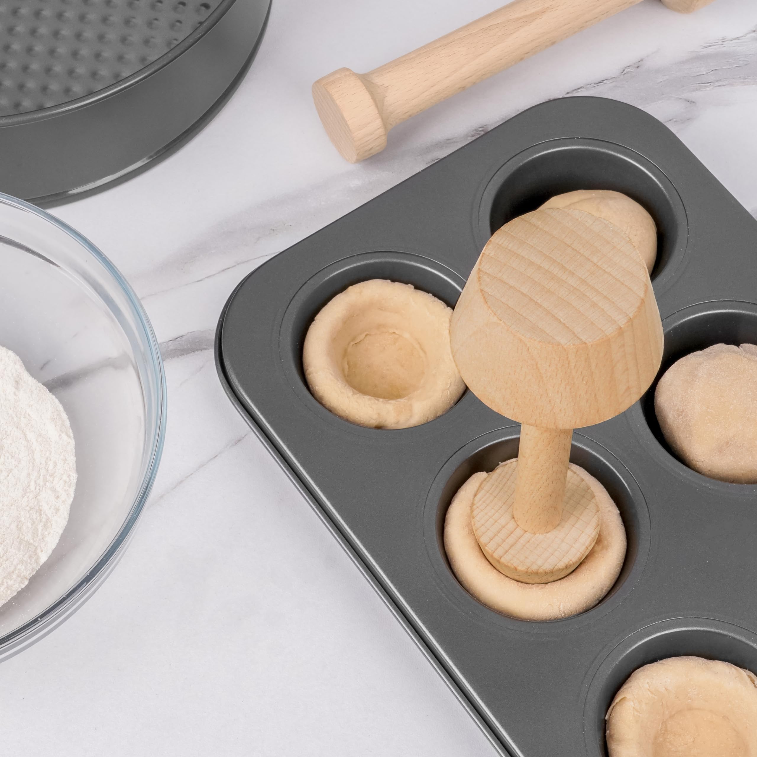 Set 3 Stampi Per Crostate In Legno A Doppia Faccia - Stampo Per Crostatine Fai Da Te, Antaderente Per Cucina