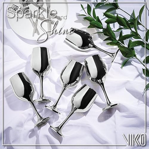 Miniatura 12 de Vikko Decor Gold Copas de vino de 11 onzas, gruesas y duraderas, aptas para lavavajillas, ideales para cata de vinos, juego de 12 vasos decorativos