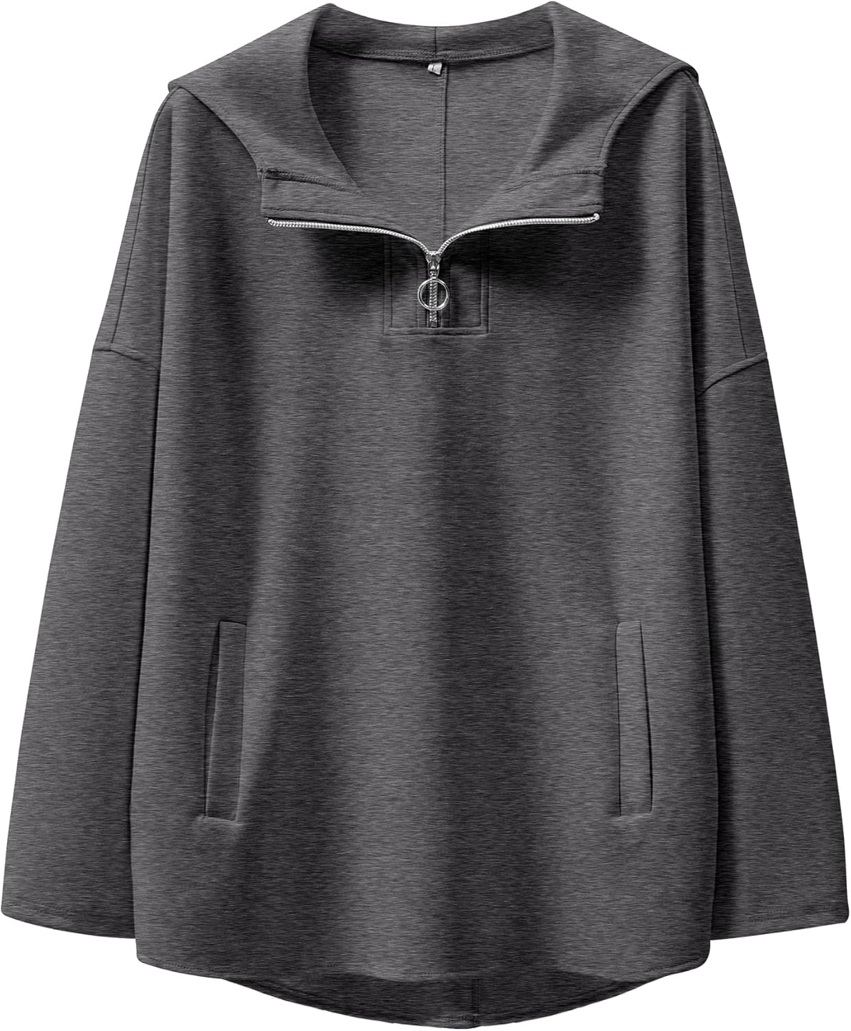 ANRABESS Womens Oversized Hoodie Quarter Zip Sweatshirts 2025 Fall Winter Tunic Pullover Top Trendy Teen Girls Preppy Clothes