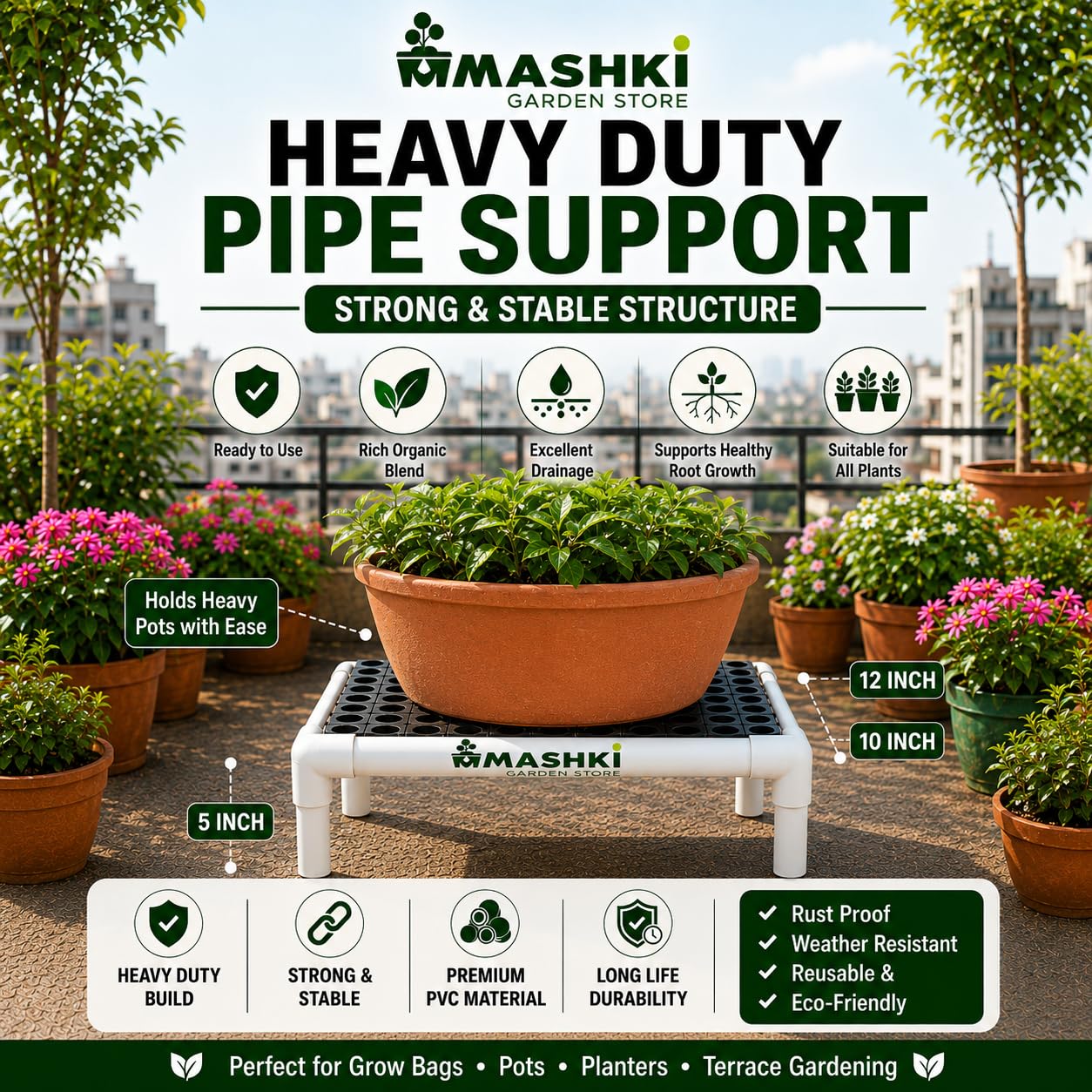 MASHKI Plant Stand - Elevate Your Plants! -4