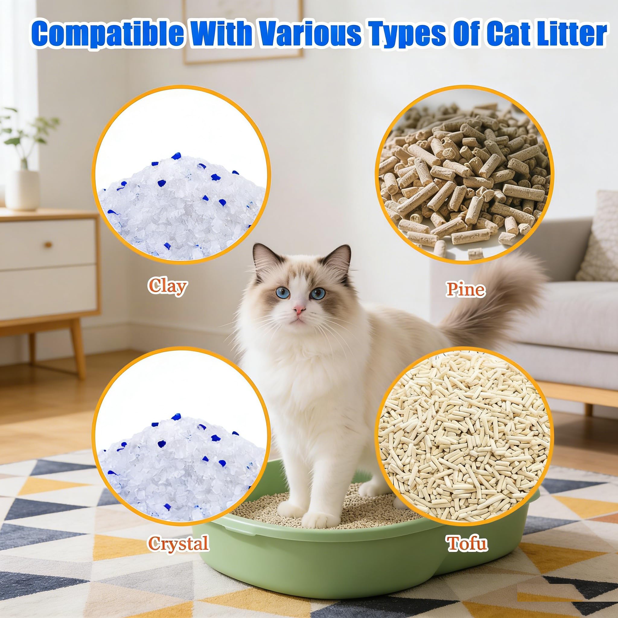 Cat Litter Scoop Metal 304 Stainless Steel, One-Piece Pressed Design with No Weld Spots, Durable Anti-Break Handle, Dual Slot Sizes, with Holder Stand, Easy to Clean, Filters Small Litter Clumps - image 5