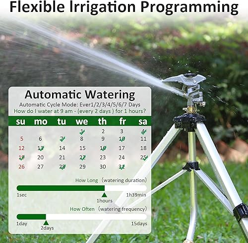 Miniatura 5 de STYDDI Temporizador de aspersor con sensor de lluvia y 5 programas de riego separados, temporizador de manguera digital programable, temporizador de