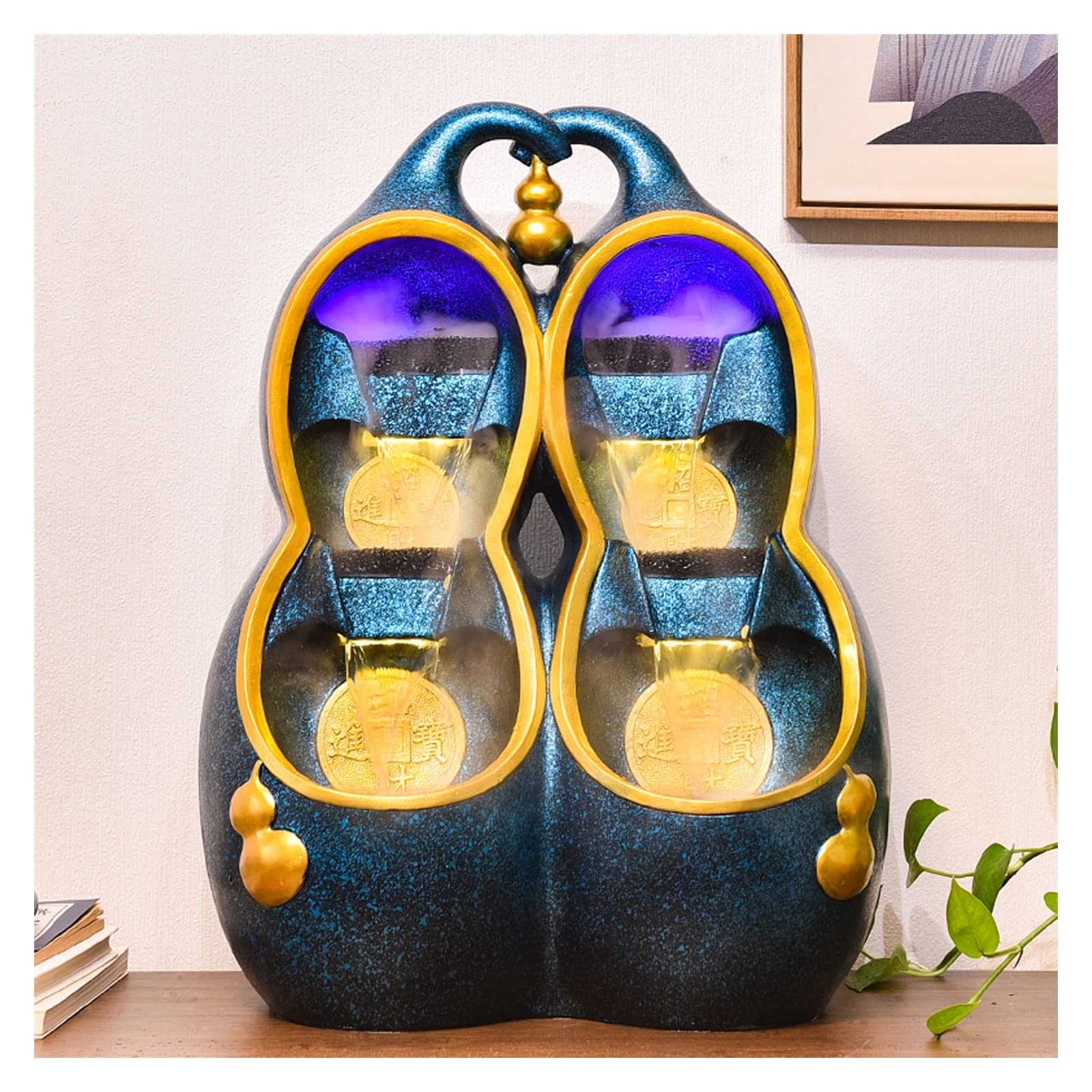 Easy Install Large Resin Indoor Fountain Gourd Shape Water Feature Relaxing Flow That Mimics Sound of Waterfall Soothing Meditation