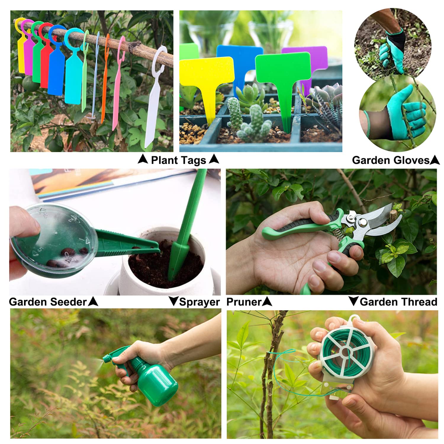 Gardening Tools zestaw 32 narzędzi ogrodowych ze stali nierdzewnej, z ergonomicznymi gumowymi uchwytami i torbą do przechowywania, zestaw upominkowy do pielęgnacji ogrodu, prac ogrodowych